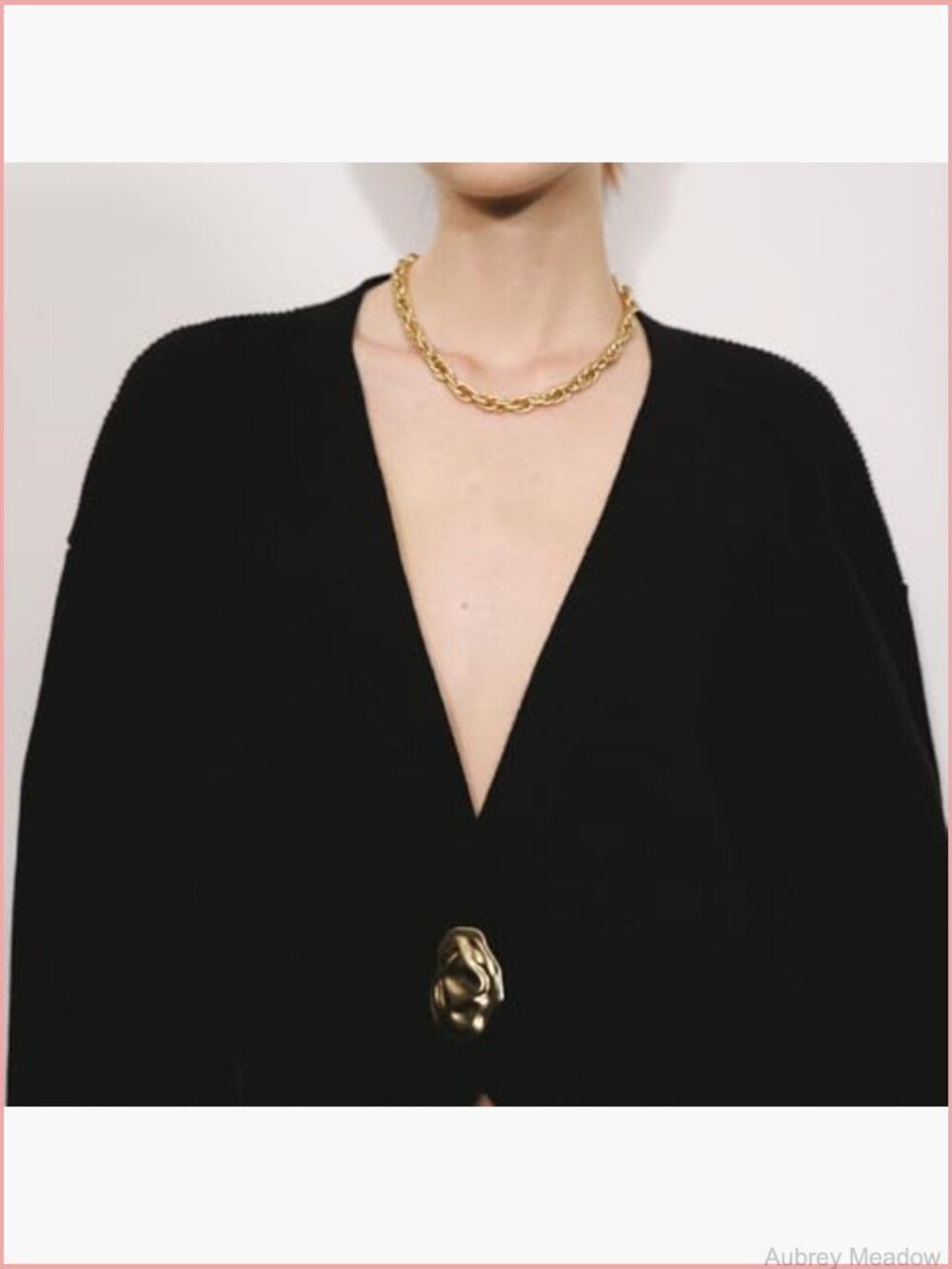 V-Neck Knitted Cardigan Gold Button Long Sleeve Lightweight - Picture 2 of 7